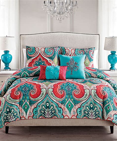 red and teal comforter